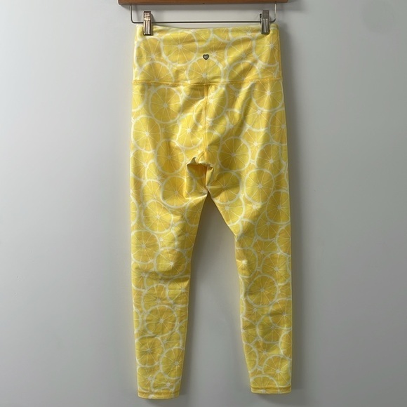 NWOT Wildfox lemon print white yellow sports workout leggings/tights yoga sz S - Picture 6 of 10